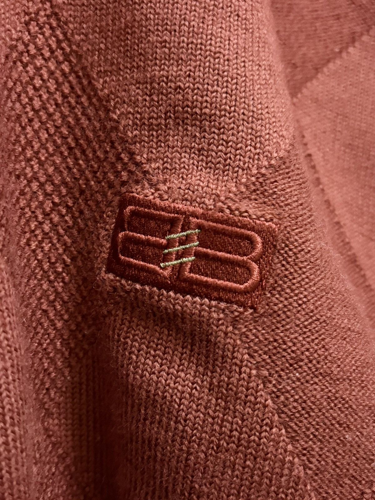 Balenciaga Vintage 90's Balenciaga Sports Maroon " BB " Knitwear Size US M / EU 48-50 / 2 - 5 Thumbnail