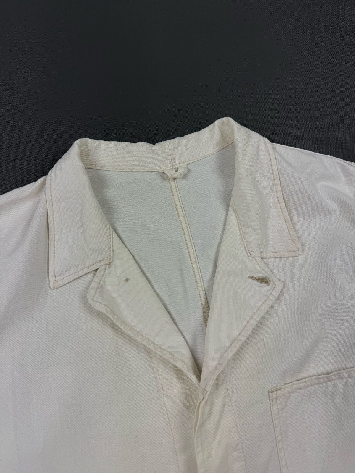 Vintage 70-80ʼs Vintage White Cotton Work Jacket Size US XL / EU 56 / 4 - 7 Thumbnail