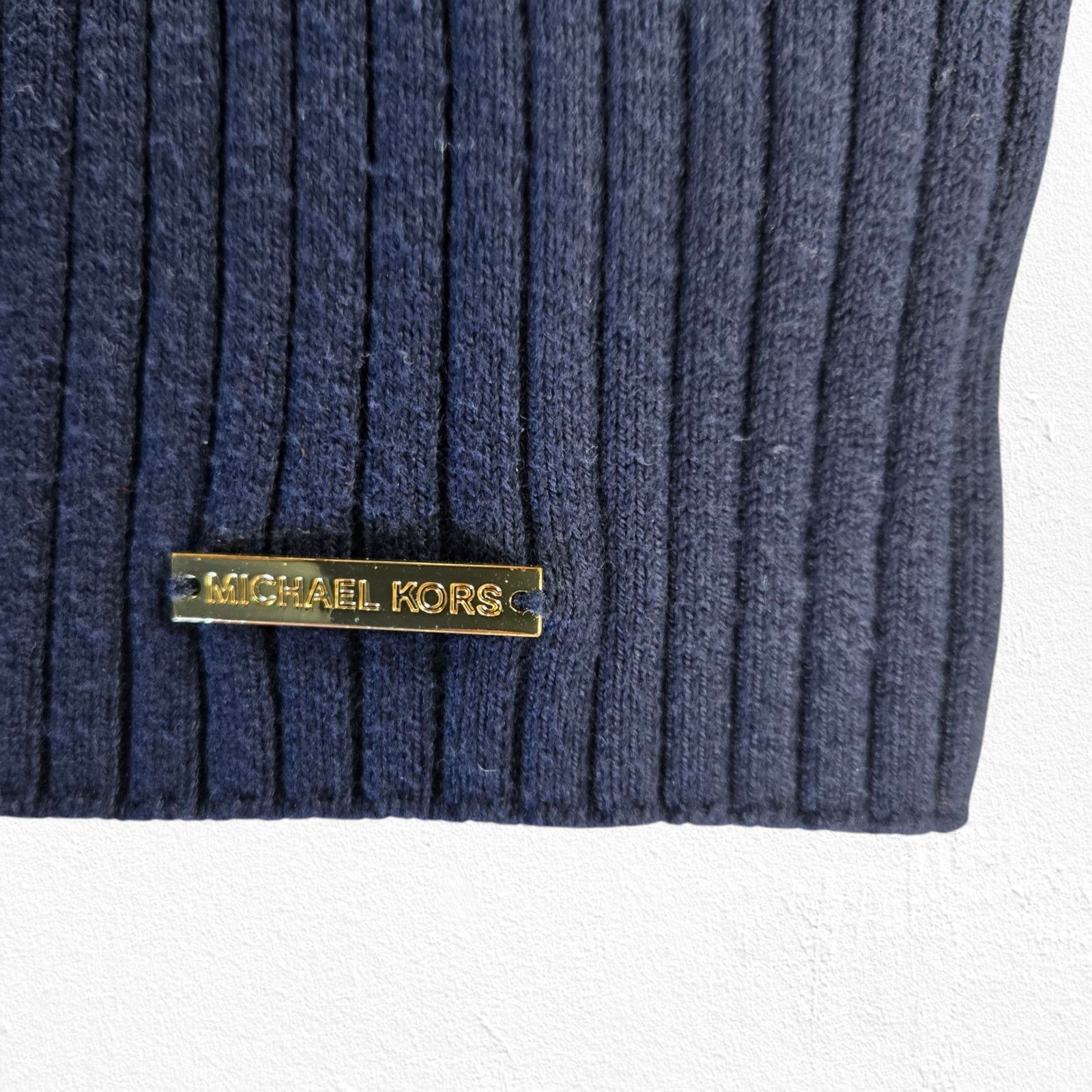 Michael Kors Michael Kors Navy Ribbed Off Shoulder Sweater Size Large Size L / US 10 / IT 46 - 4 Thumbnail