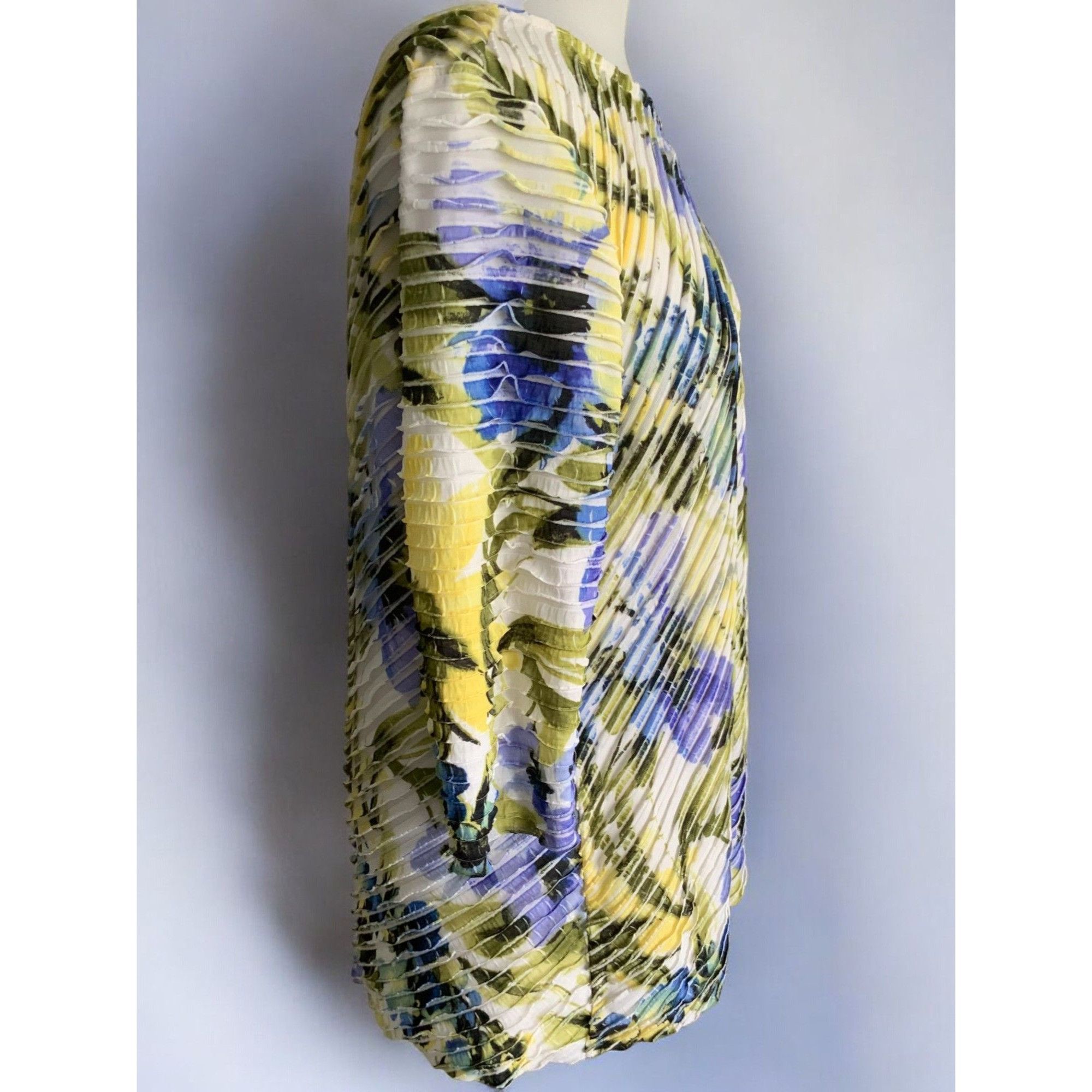 Designer Susan Graver Pleated Tunic Top Quarter Sleeve Multicolor L Size L / US 10 / IT 46 - 6 Thumbnail