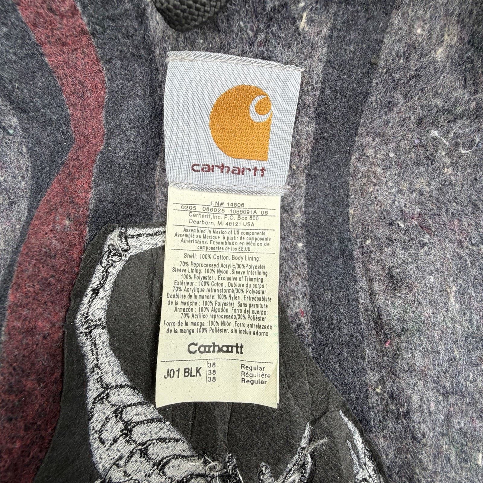 Carhartt × Vintage Vintage Carhartt Black Blanket Lined Detroit Jacket Sz 38 M Size US M / EU 48-50 / 2 - 6 Thumbnail