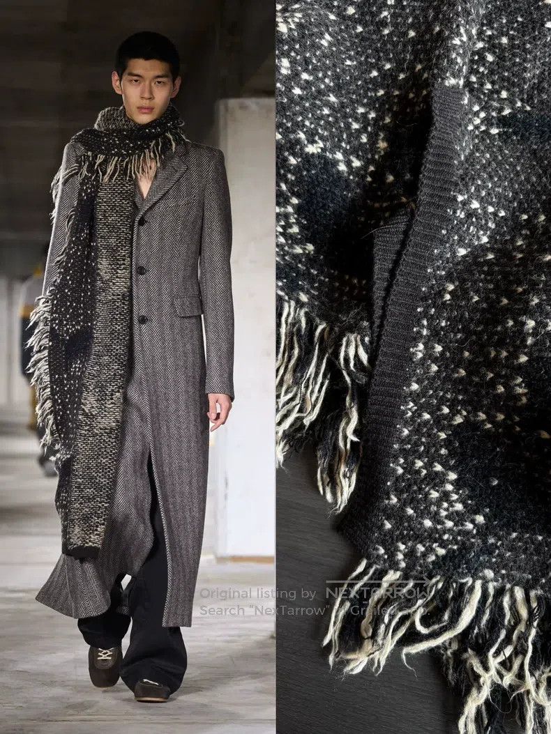 Dries Van Noten Dries Van Noten Brown Single-Side Frayed Wool Scarf Size ONE SIZE - 1 Thumbnail