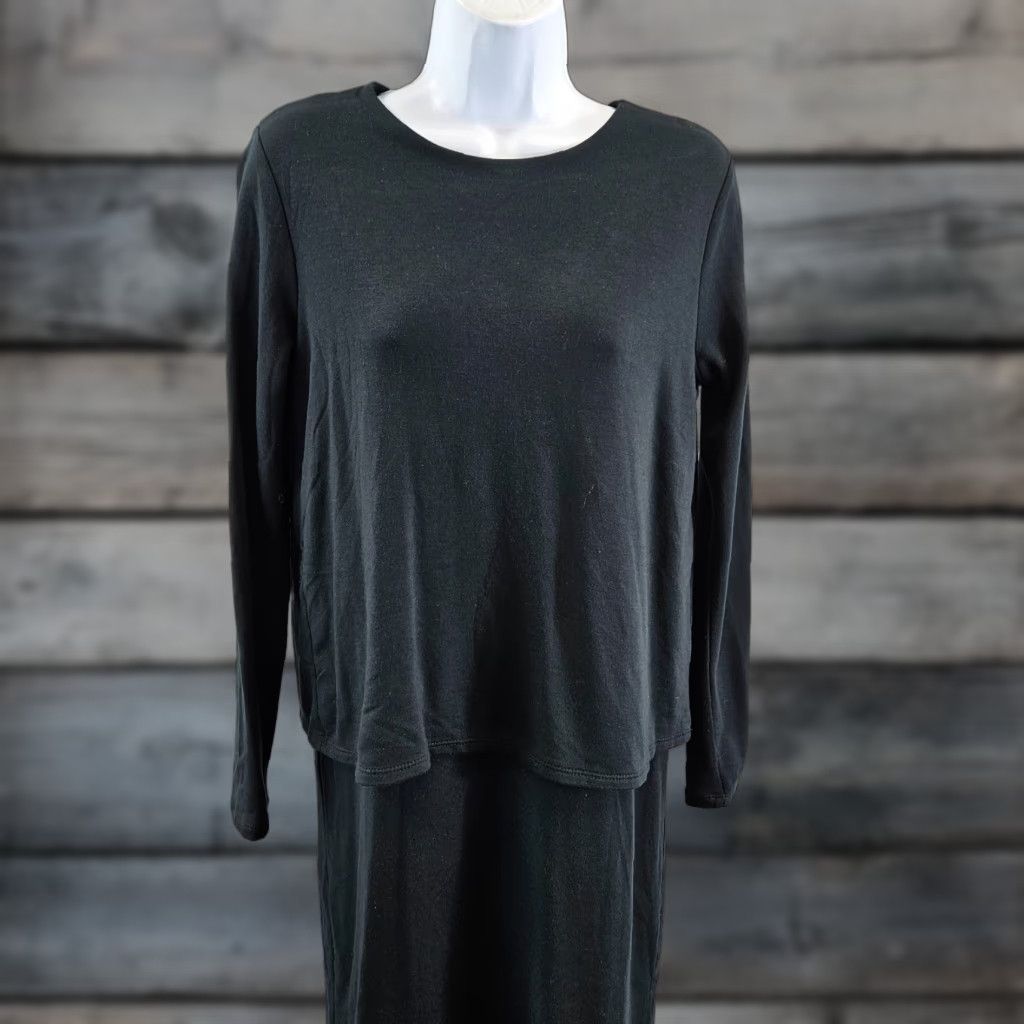 J. Jill Pure Jill Luxe Tencel Womens Dress XS Solid Black Layered Long Sleeve Shirt Dress Womens XS Black Layered 1920s? Size XS / US 0-2 / IT 36-38 - 1 Thumbnail