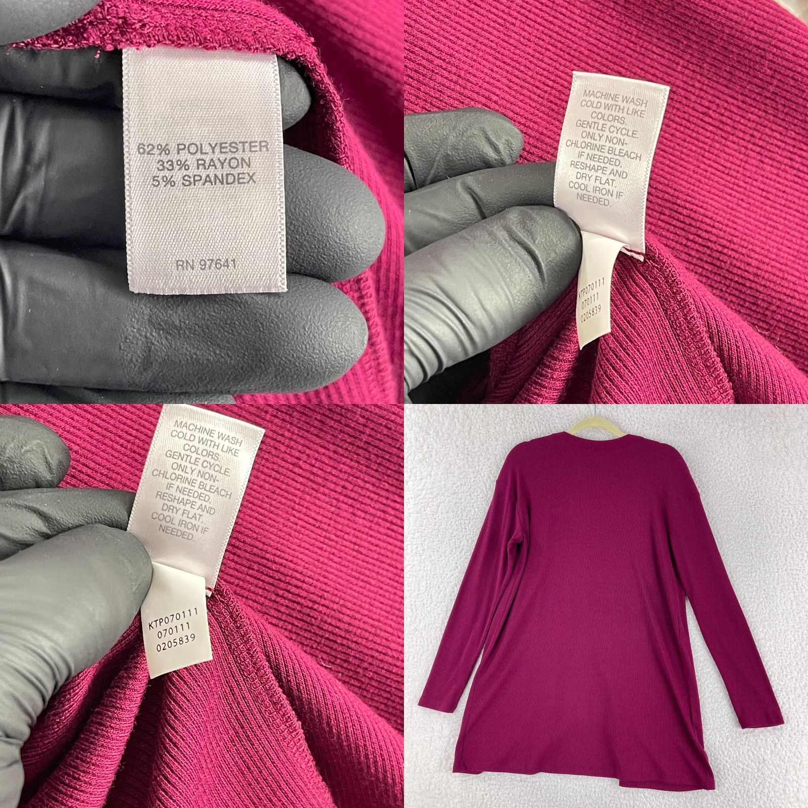 J. Jill J. Jill Cardigan Womens Medium Maroon Ribbed Long Sleeve Open Draped Front Knit Size M / US 6-8 / IT 42-44 - 8 Thumbnail