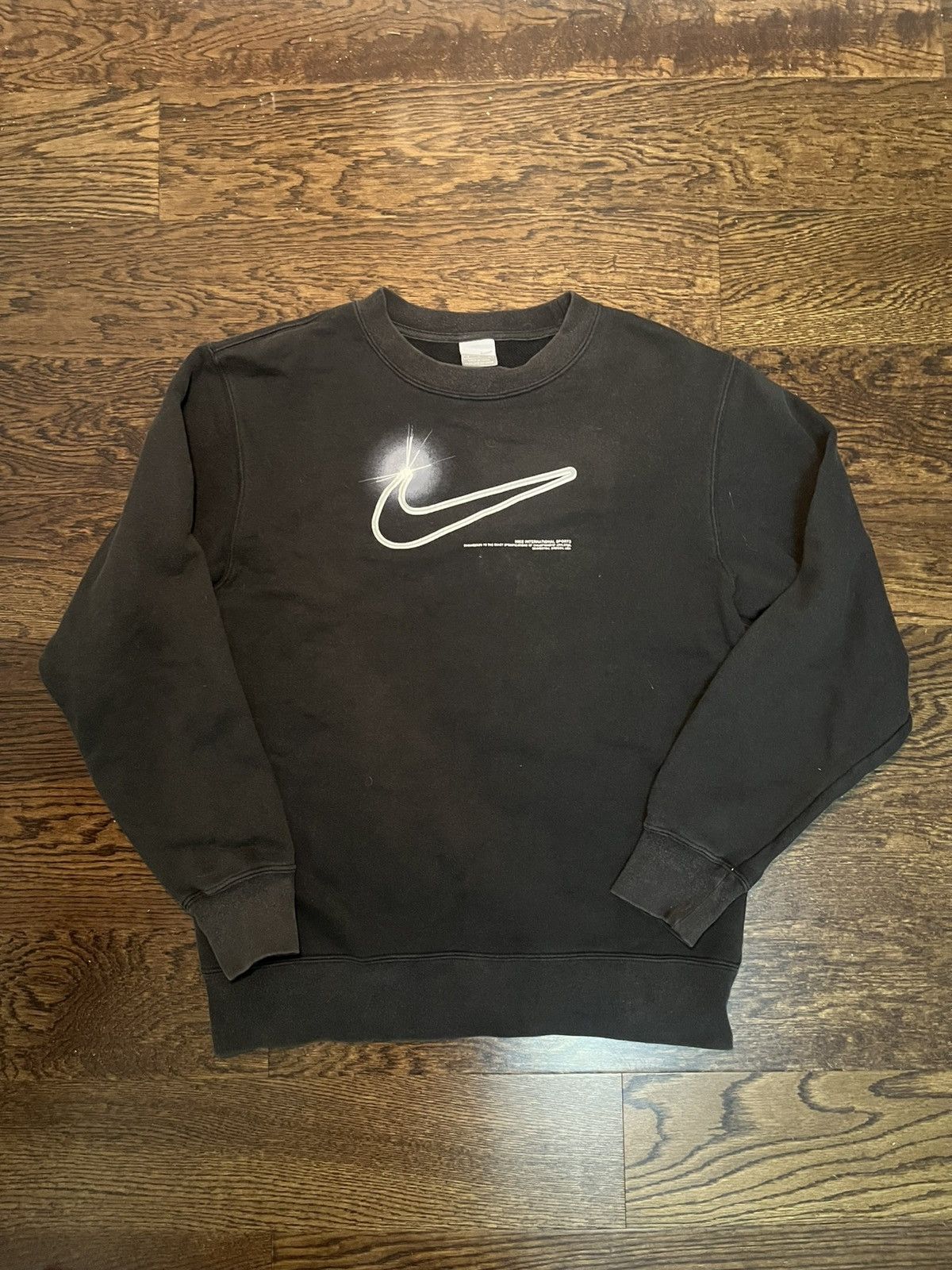 Nike Rare Vintage Nike Swoosh Black Sweatshirt Crewneck Size US M / EU 48-50 / 2 - 1 Thumbnail
