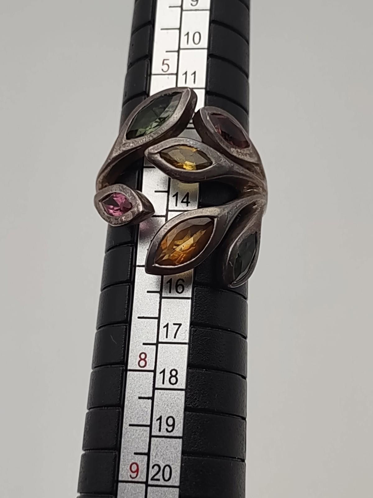 Other SJ 925 Sterling Silver Multi-Gemstone Bypass Leaf Ring Size ONE SIZE - 5 Thumbnail