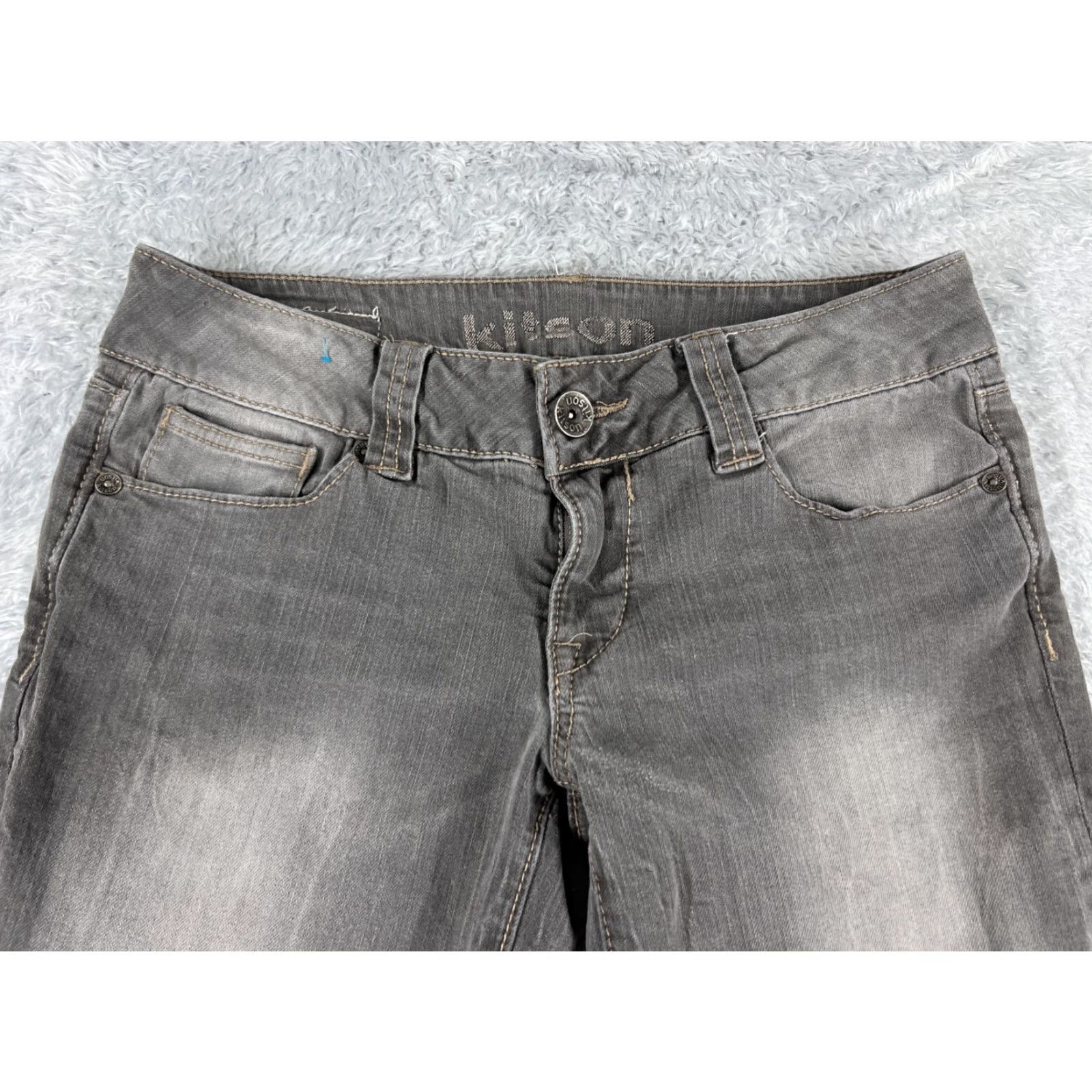 Vintage Kitson Jeans Womens 28 Gray Denim Flared Distressed 5-Pocket Regular Inseam 32 29x32 Vintage Favorite American Jeans Mens? Wait. End. Size 28" / US 6 / IT 42 - 4 Thumbnail