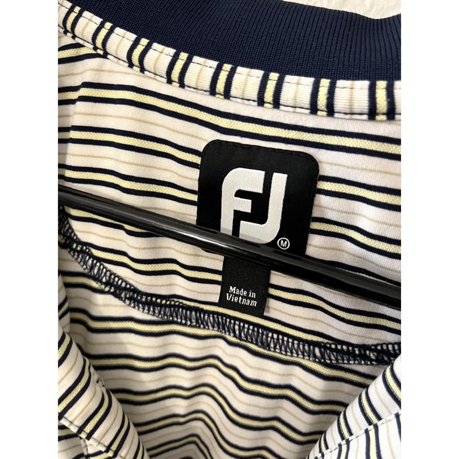 Footjoy FootJoy Polo Mens M White Multicolor Striped Casual Sport Golf Shirt 1920 C.C Logo Mens Size US M / EU 48-50 / 2 - 3 Thumbnail