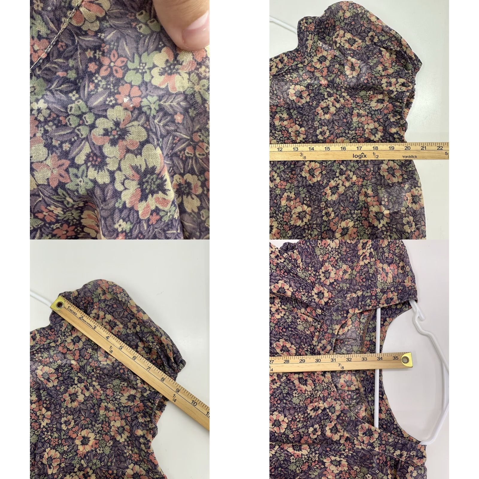 Vintage VINTAGE Jody T Womens Dress Purple Floral Puffy Sleeve 70s Size 13 Knee Length Cotton Polyester Zipper Short Sleeve Womens Size XL / US 12-14 / IT 48-50 - 8 Thumbnail