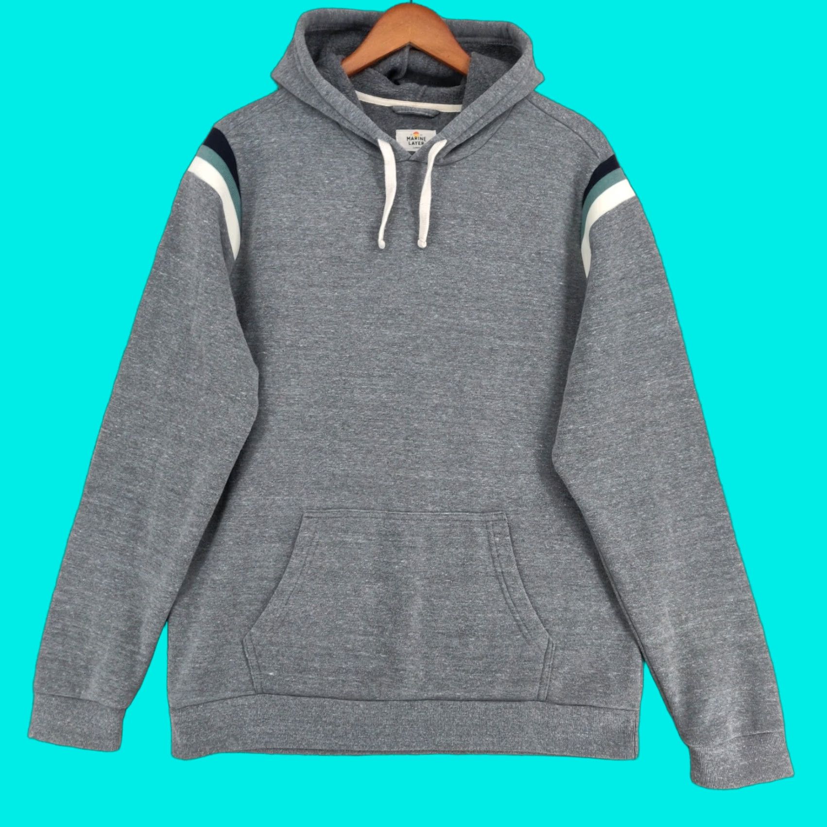 Marine Layer Marine Layer Hoodie Mens Large Gray Retro Stripe Pullover Made USA Soft Fleece Size US L / EU 52-54 / 3 - 1 Thumbnail