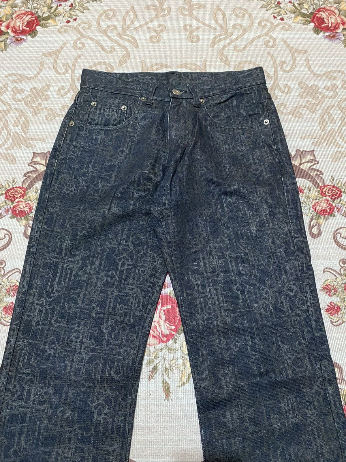 🇯🇵Custom Culture Crossover Print Denim Pants