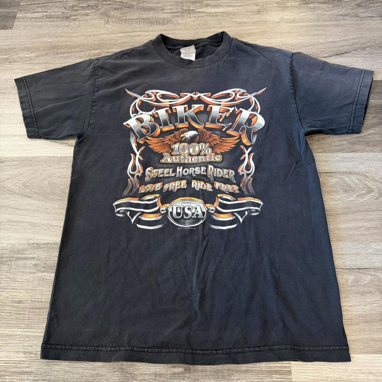 Other Vintage bike steel horse rider live free ride free t shirt M Size US M / EU 48-50 / 2 - 3 Thumbnail