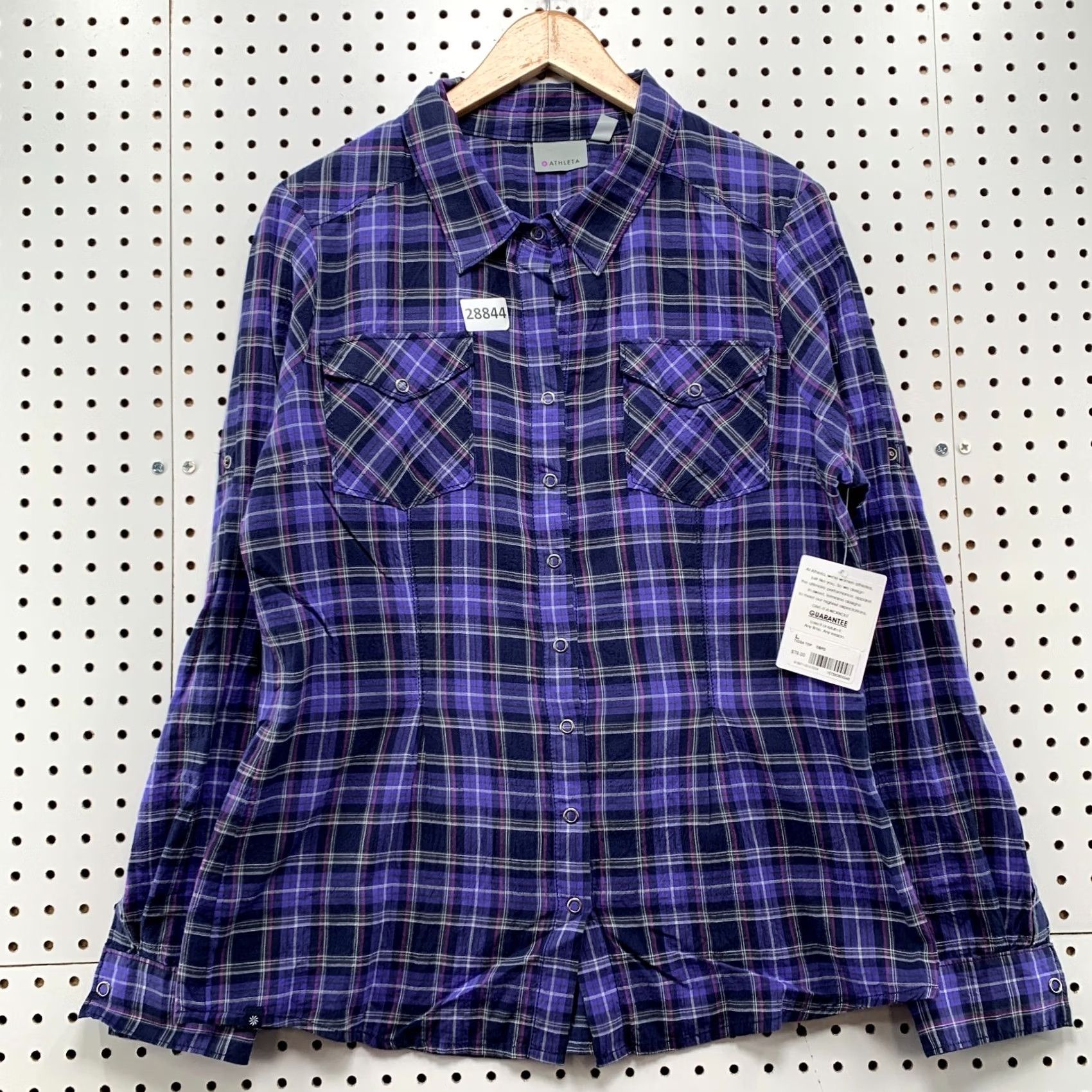 Athleta VINTAGE Athleta Button Up Shirt Womens Large Blue Purple Plaid NWT Western 22X27.5 Size L / US 10 / IT 46 - 2 Thumbnail