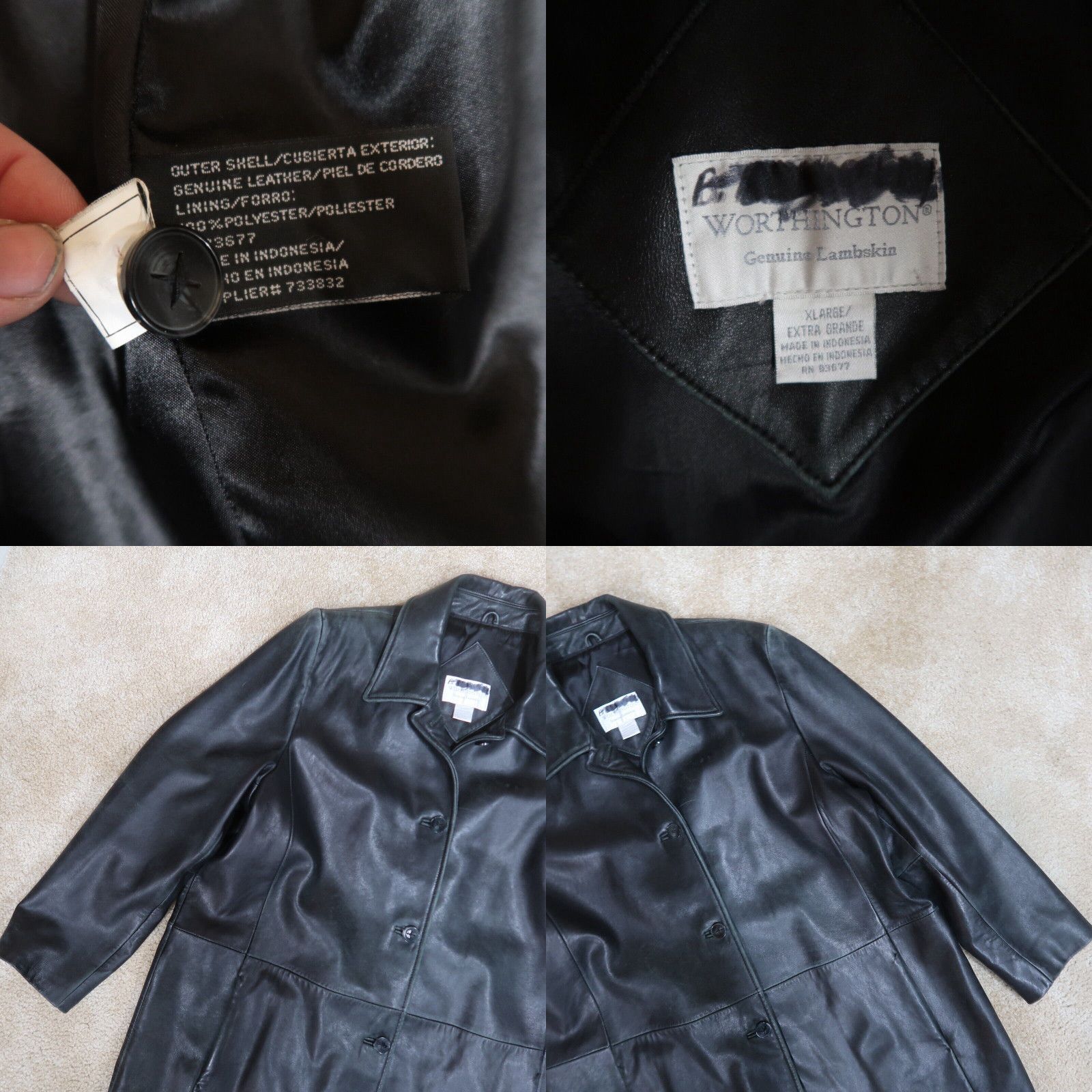 Worthington Worthington Womens XL Black Genuine Soft Lambskin Leather Jacket Grailed