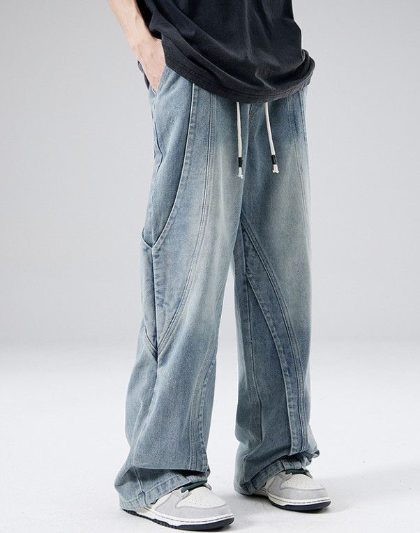 Japanese Brand Men's Straight-Leg Loose-Fit Washed Blue Jeans Size US 32 / EU 48 - 2 Thumbnail