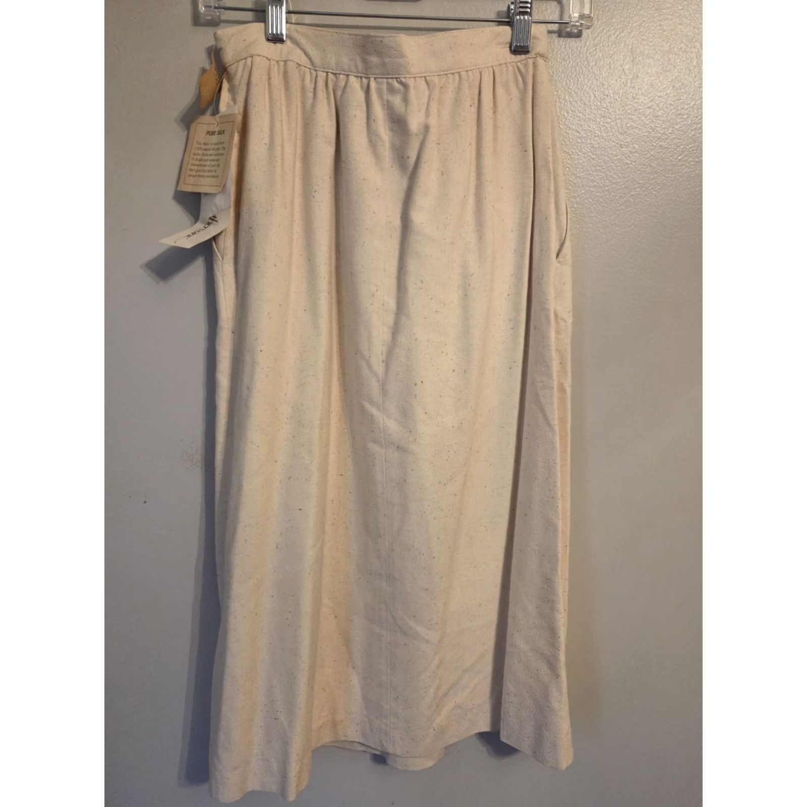 Vintage VINTAGE Weathervane Silk Skirt Lined Union Label Beige Size 6 Natural Size 28" / US 6 / IT 42 - 2 Thumbnail