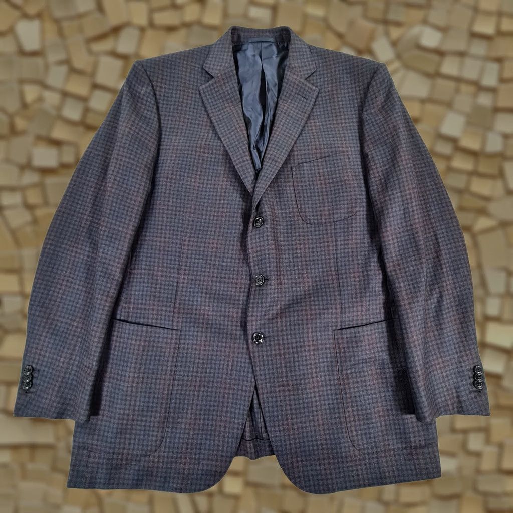 Ermenegildo Zegna VINTAGE? (No) -> Ermenegildo Zegna Blazer Blue Plaid Wool Su Misura Button Closure Regular 48 Long Mens Jacket Size 48R - 1 Thumbnail