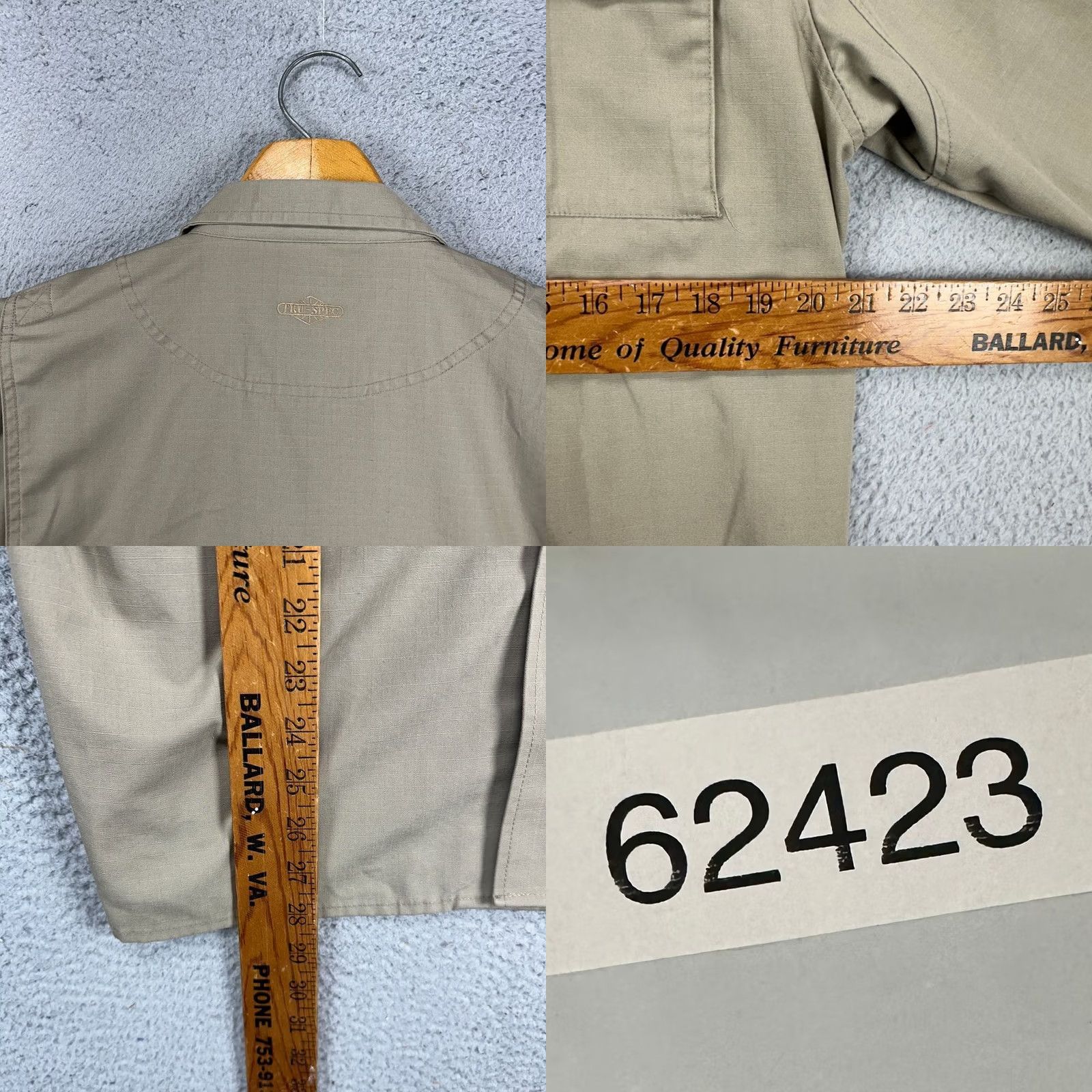 Vintage TRU-SPEC Tactical Jacket Mens Medium Beige Military Full Zip Ripstop Collared Jacket Size US M / EU 48-50 / 2 - 8 Thumbnail