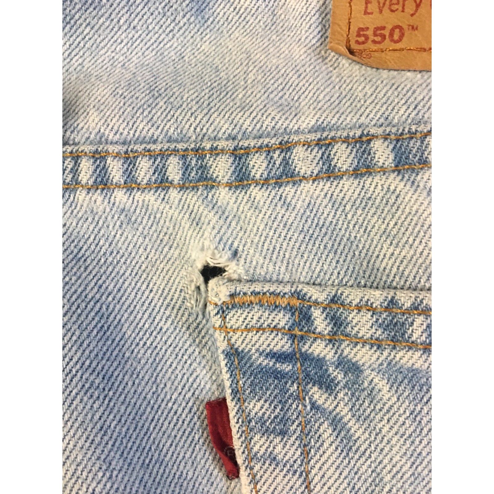 Levi's VINTAGE Levi's 550 Jeans 35/36 Distressed Blue USA 80s 90s Grunge Biker Punk Levi's 550 Jeans Men Regular 36in Inseam Size US 35 - 3 Thumbnail