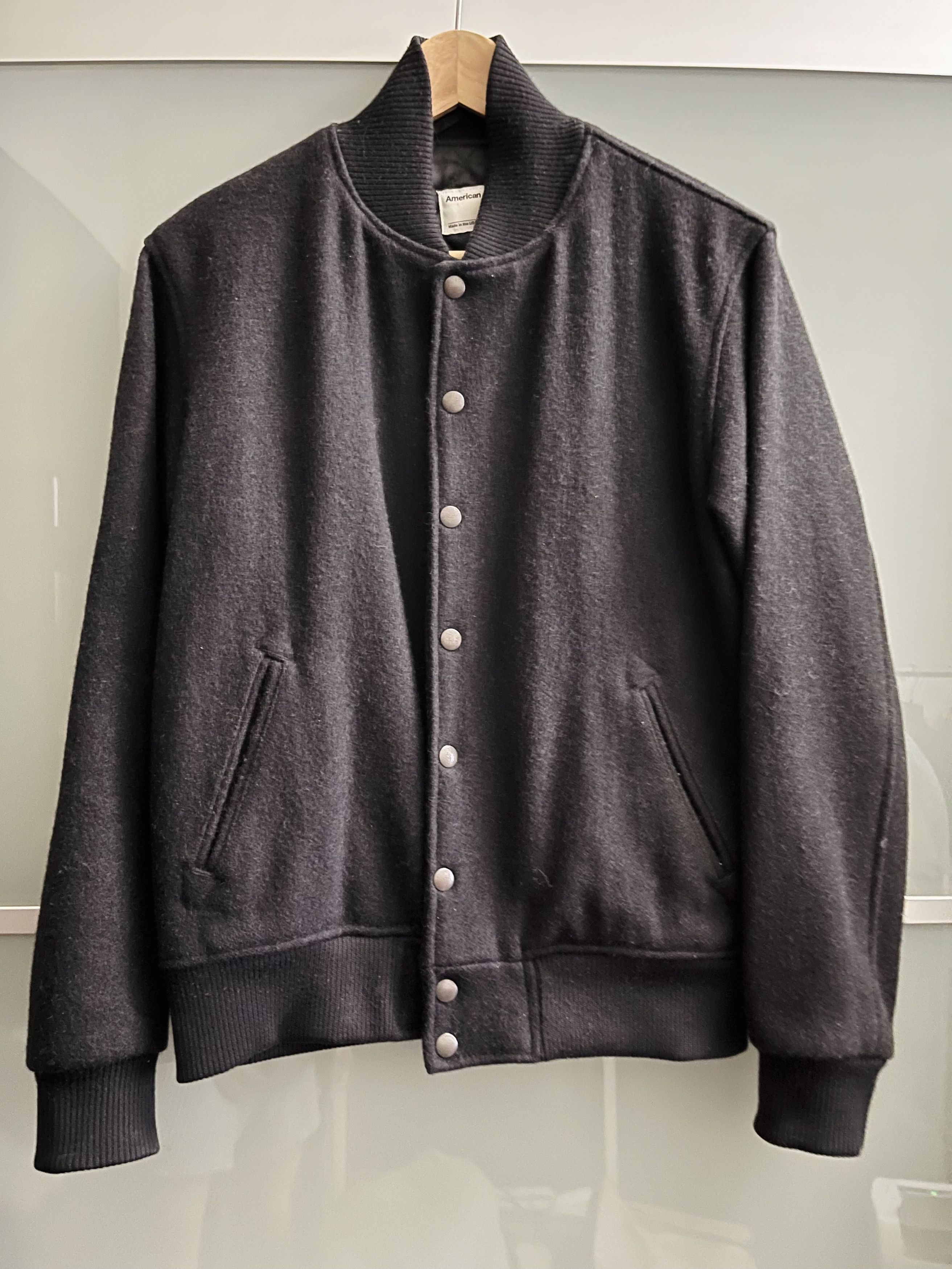 image of American Apparel Quilted Wool Bomber Xxs Black, Men's (Size Small)