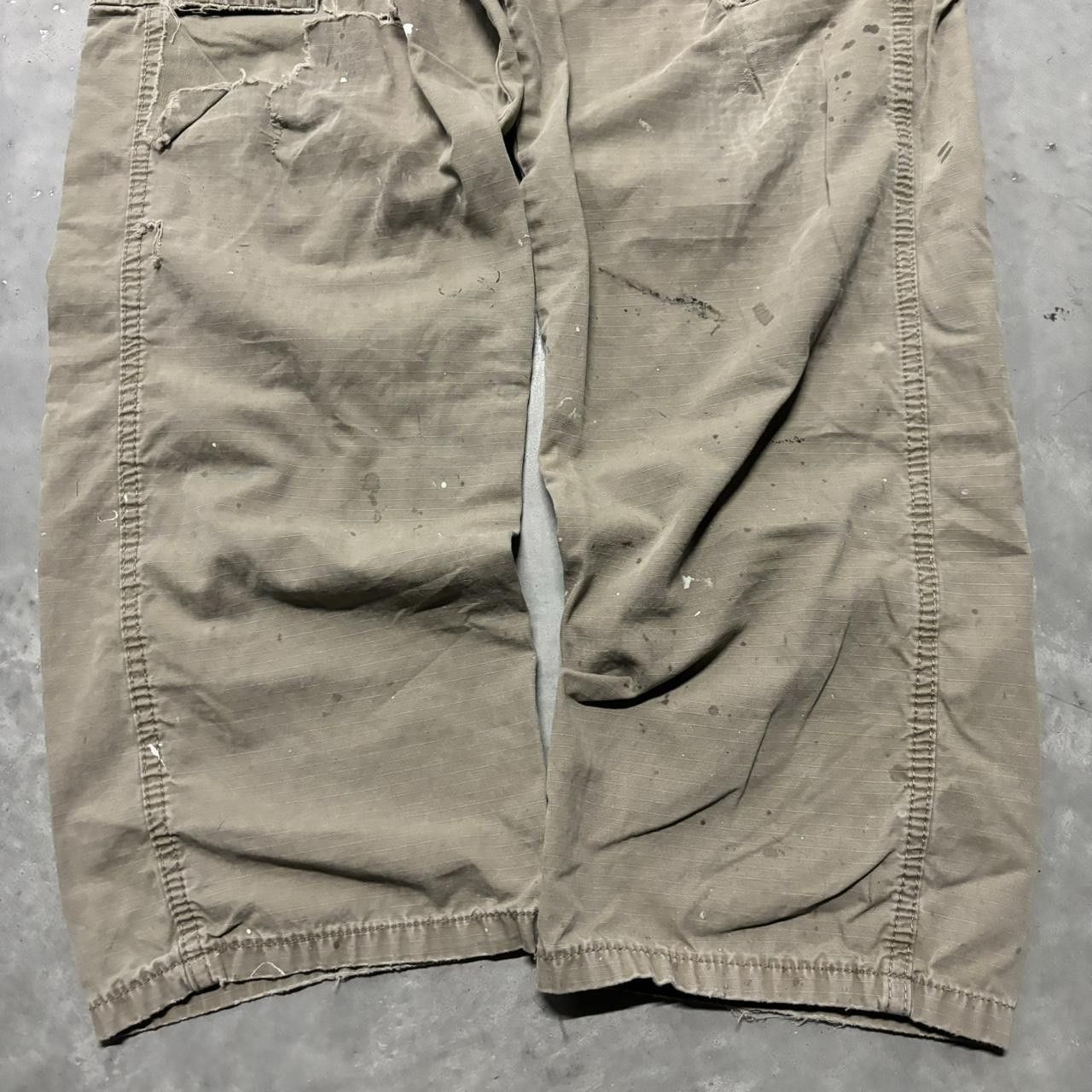 Japanese Brand × Vintage Crazy Vintage Y2K/2000s Baggy Khaki Skater Workwear Distressed Cargo Pants! Size US 36 / EU 52 - 6 Thumbnail