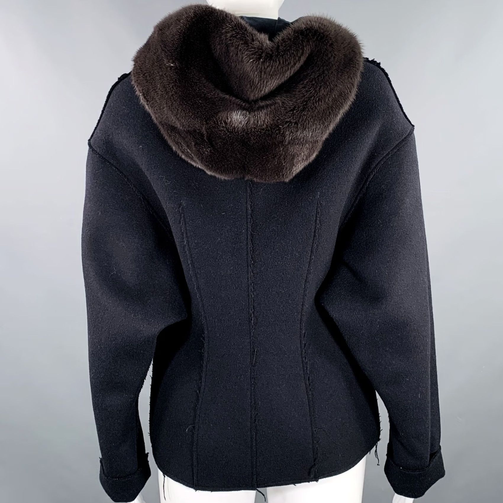 Marni MARNI Black Wool Blend Hooded Jacket Size 4 Raw Edge Women Size S / US 4 / IT 40 - 4 Thumbnail