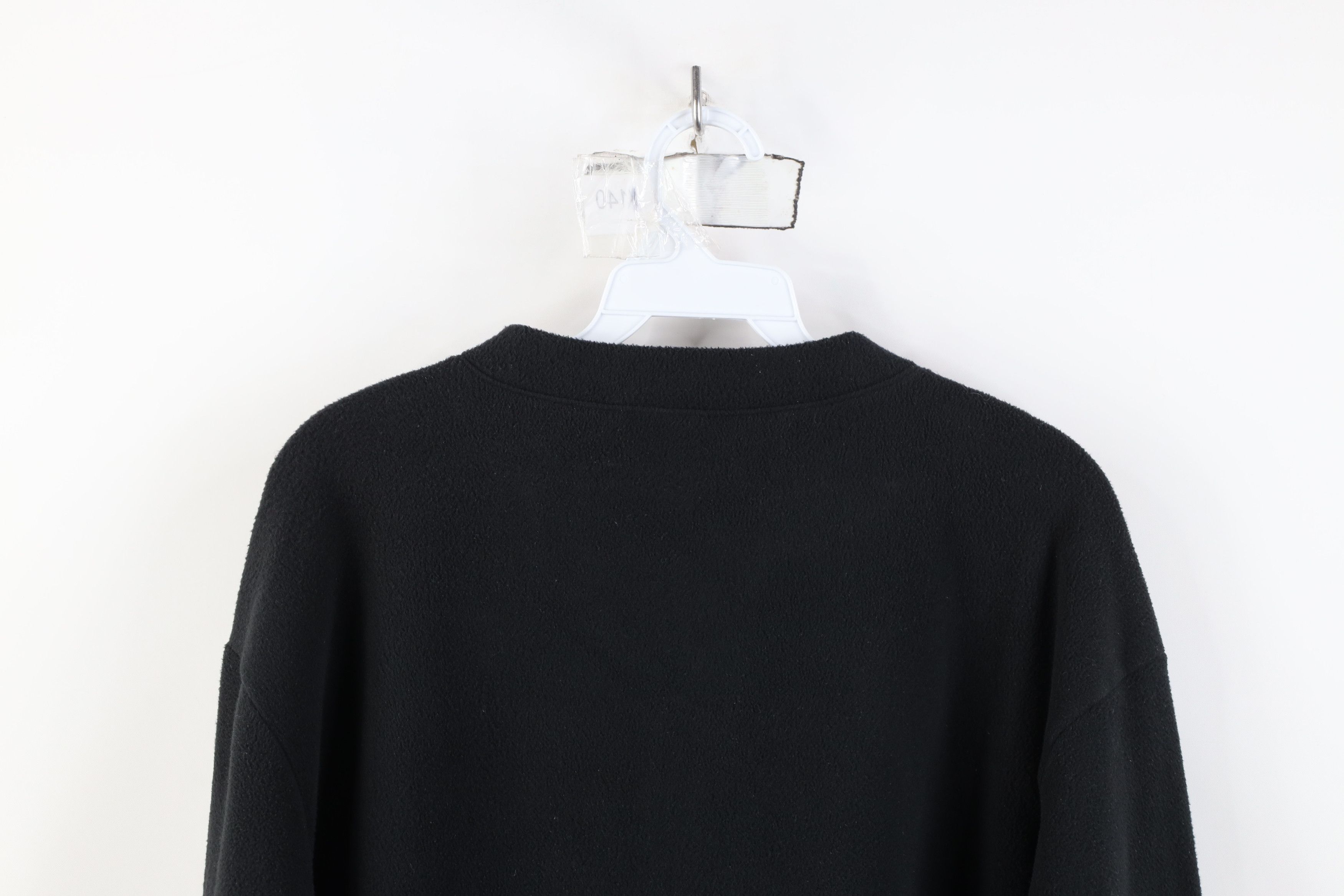 L.L. Bean Vintage 90s LL Bean Faded Blank Fleece Henley Sweater Black Size US L / EU 52-54 / 3 - 10 Thumbnail