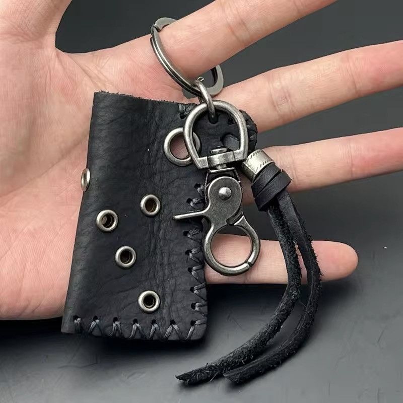Vintage Genuine Leather Silver Jeans Carabiner keychain Size ONE SIZE - 5 Thumbnail