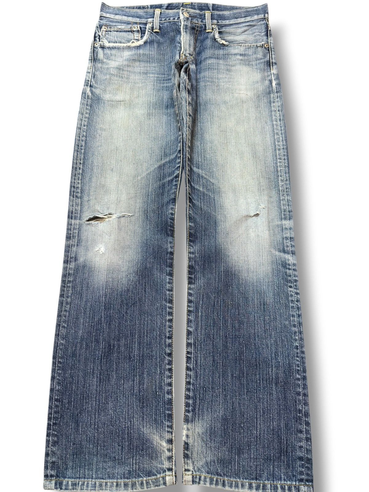 Edwin Vintage Edwin 503 R Faded Grunge Distressed Denim Size US 31 - 1 Thumbnail