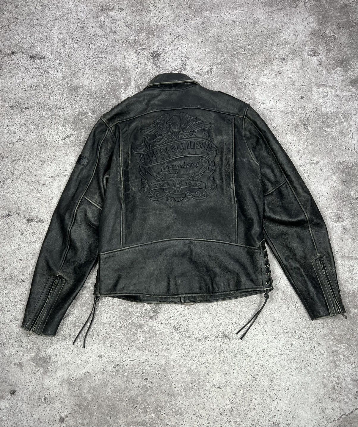 Harley Davidson CRAZY Vintage Harley Davidson Leather Motorcycle Jacket Size US L / EU 52-54 / 3 - 15 Thumbnail