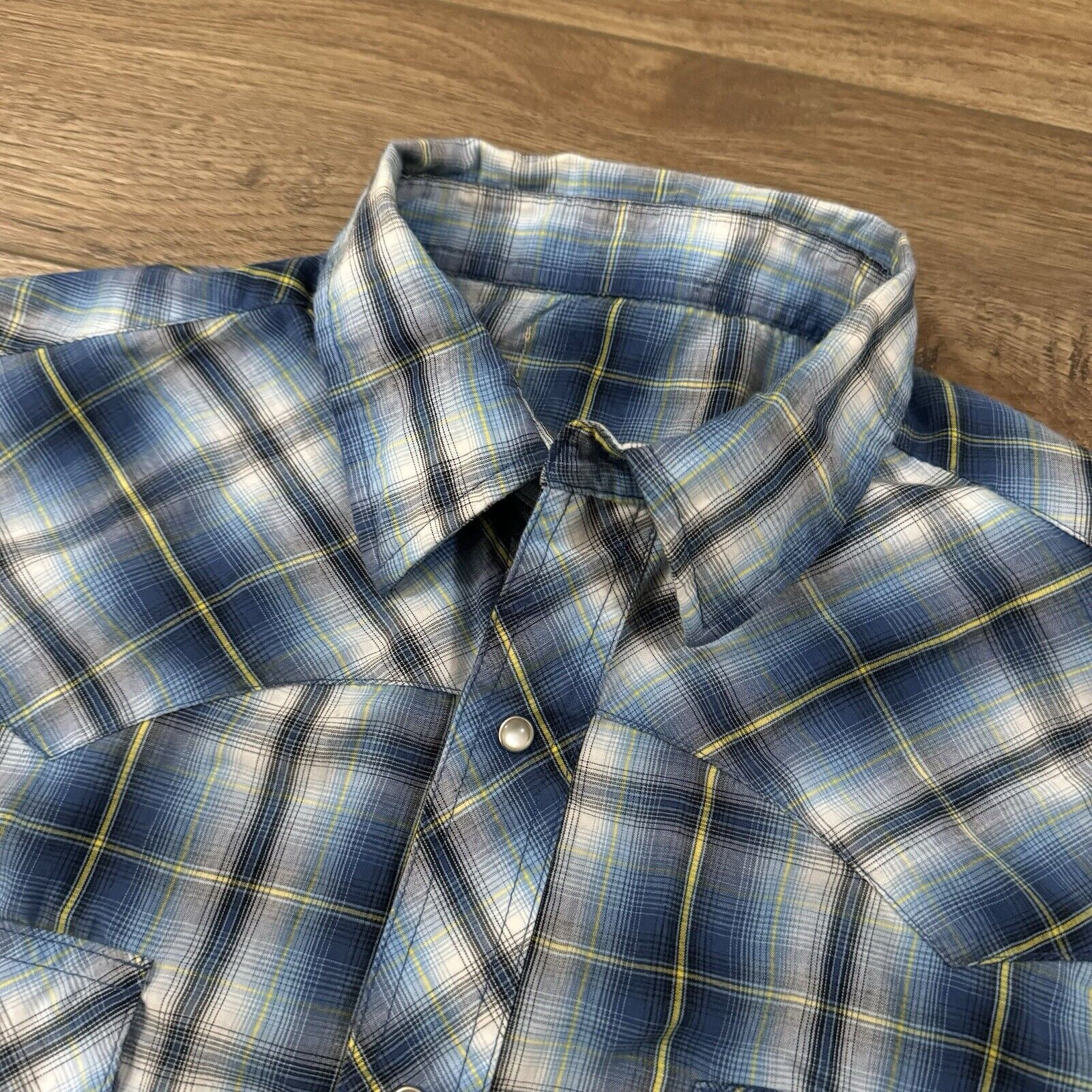 Wrangler Vintage 90s Wrangler Blue Plaid Snap Button Shirt Size US XL / EU 56 / 4 - 4 Thumbnail