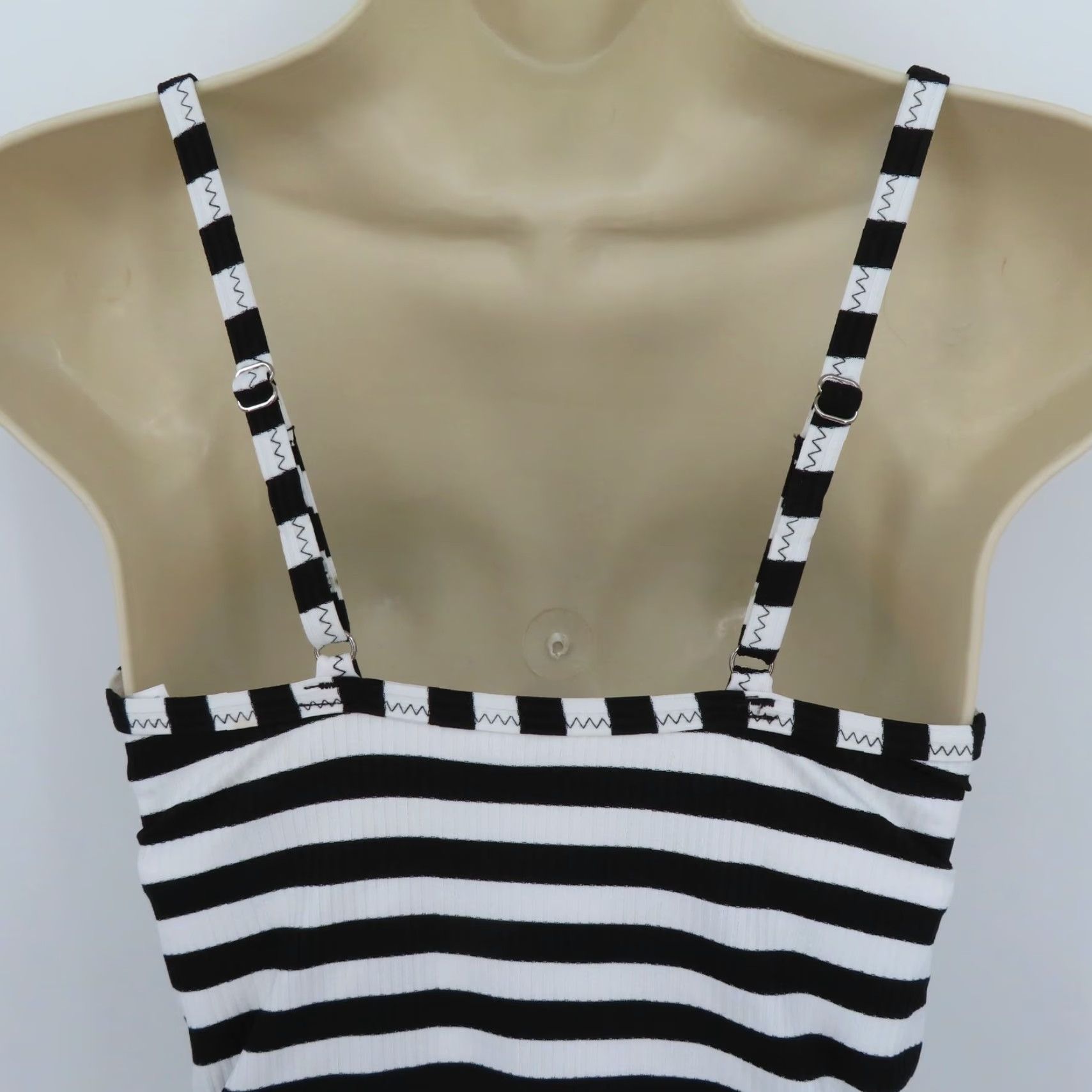 Vintage Kona Sol One Piece Women S Striped Black White Spaghetti Strap New Swimsuit Medium Coverage Size ONE SIZE - 5 Thumbnail