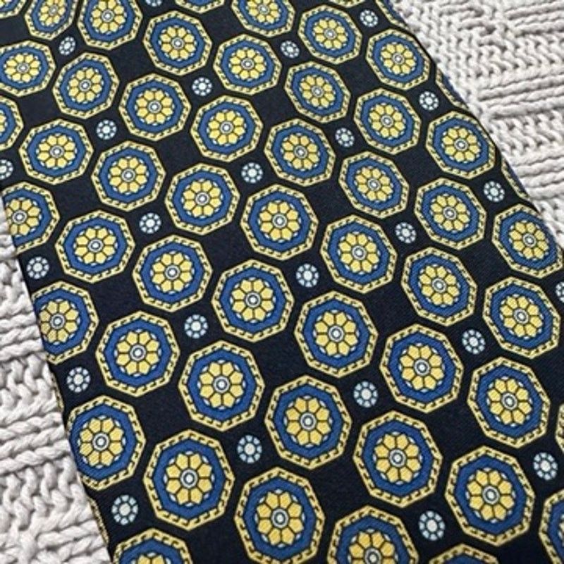 Vintage Vintage Giofer black and yellow geometric print silk tie Size ONE SIZE - 2 Thumbnail