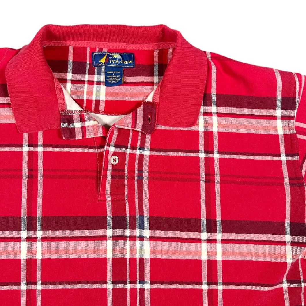 Vintage VINTAGE Ivy Crew Polo Shirt Men's LARGE Red Plaid Sailing Nautical 90s Shirt Size US L / EU 52-54 / 3 - 2 Thumbnail