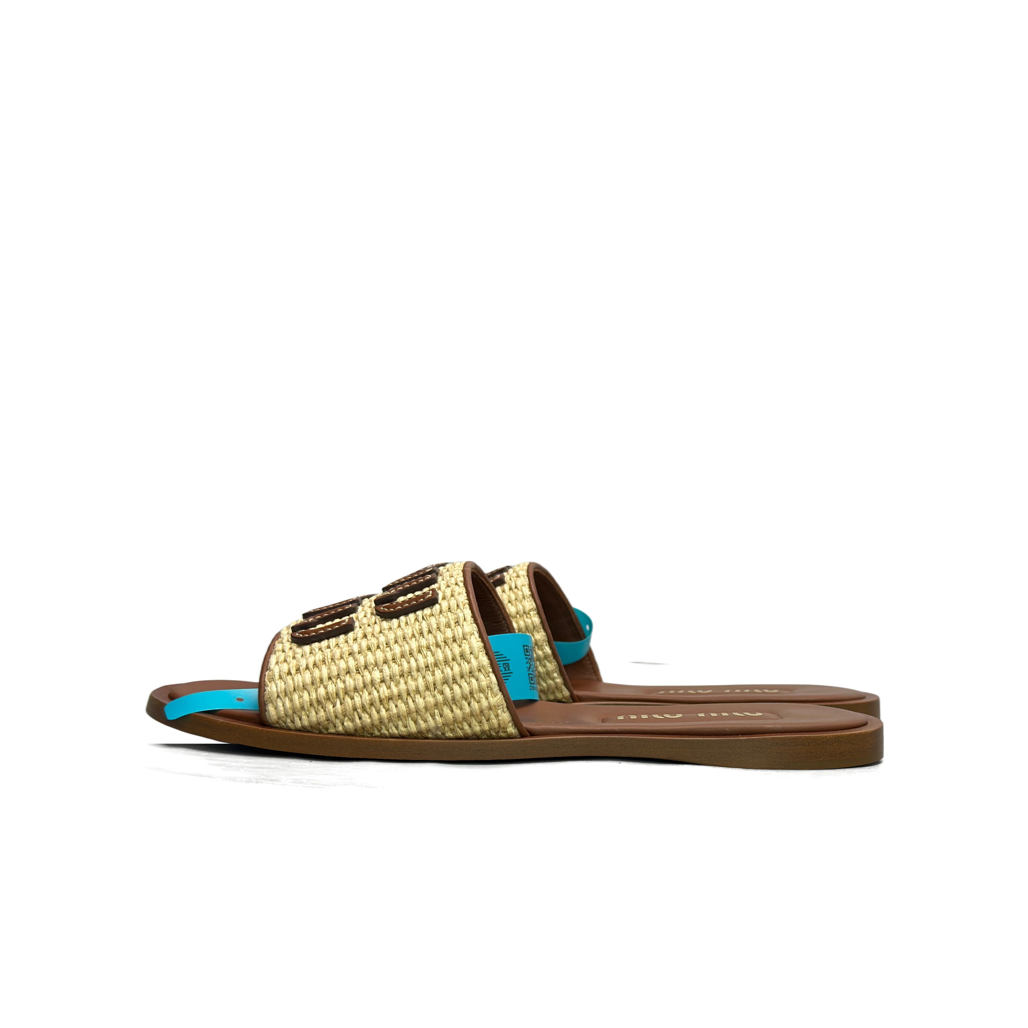 Miu Miu Miu Miu Raffia Logo Sandals Size 37 Size US 7 / IT 37 - 1 Thumbnail