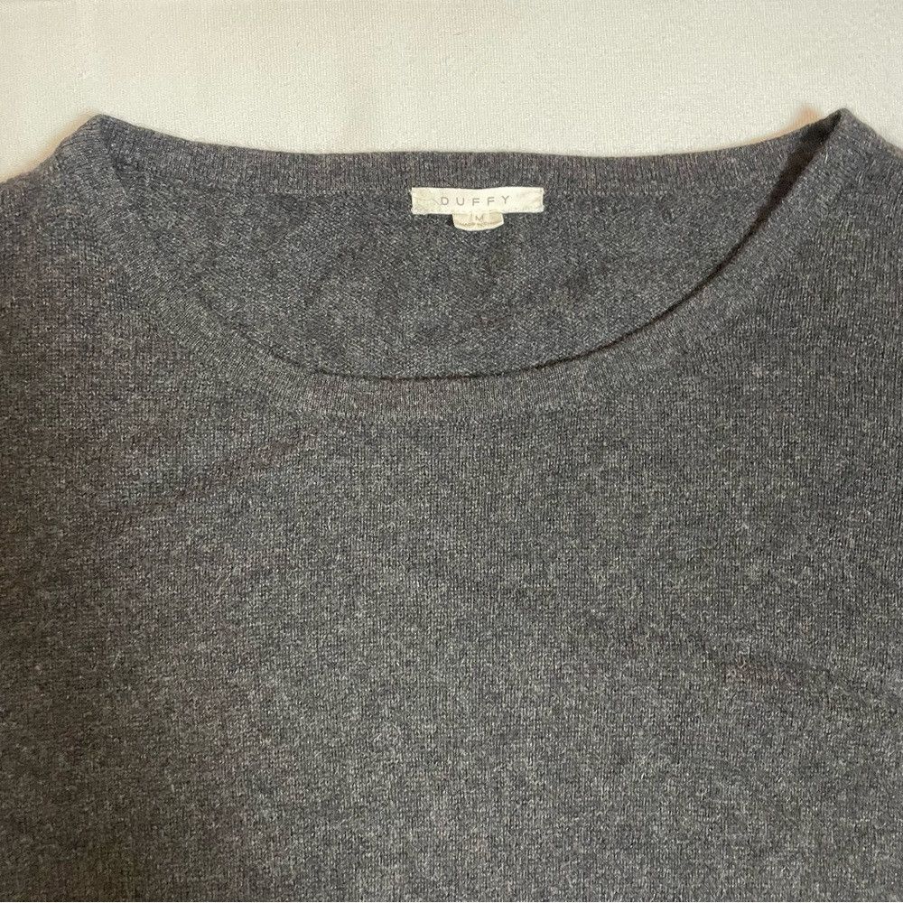 Duffy Gray Black Cashmere Long Sleeve Sweater Size M