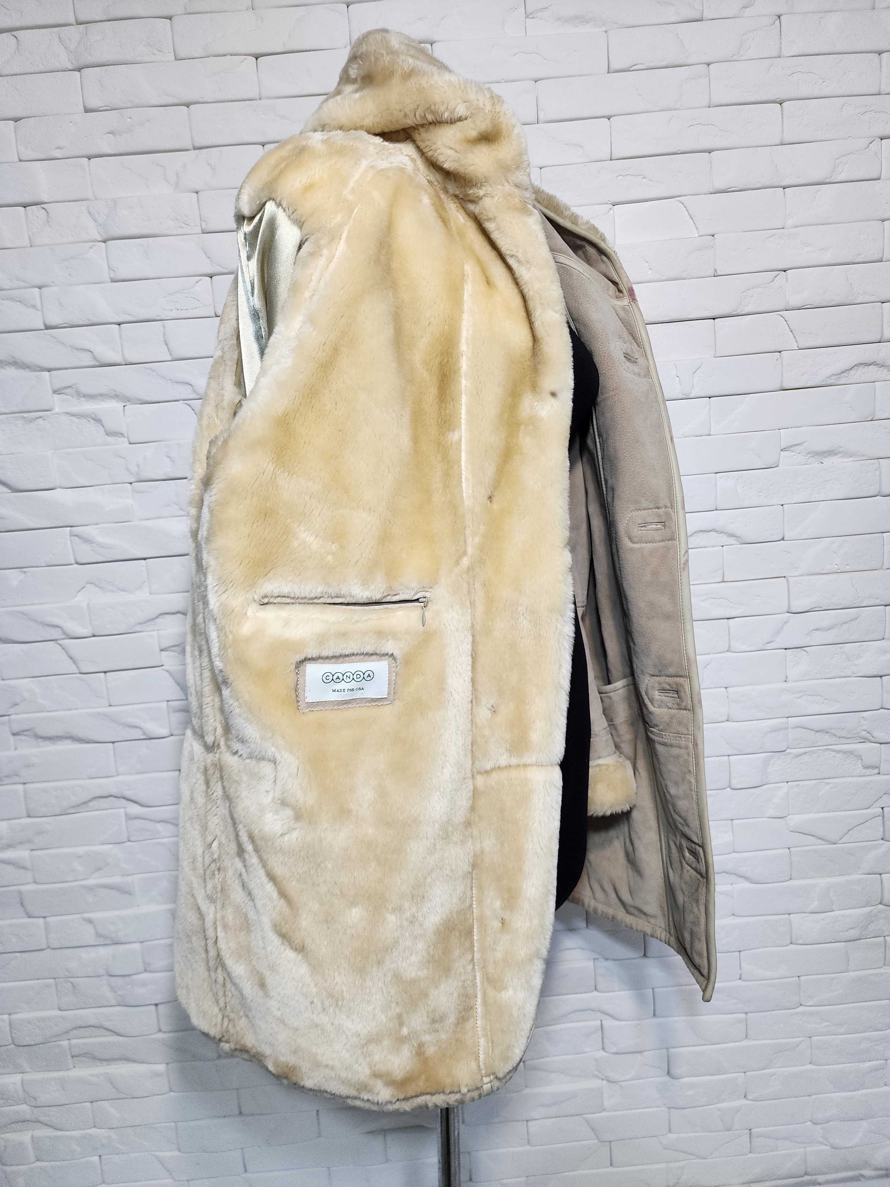 Genuine Leather Women's Beige Hooded Fur Jacket Size XXL / US 16-18 / IT 52-54 - 8 Thumbnail