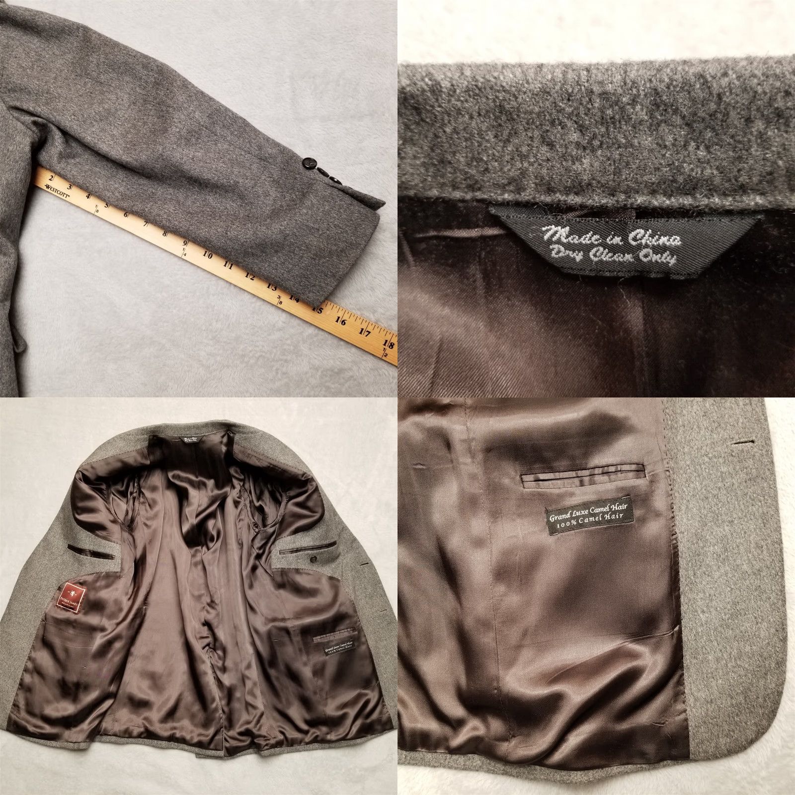 Camel VINTAGE Patrick James Blazer 40R Mens 40R Gray 100% Camel Hair Sport Jacket Casual Soft Size 40R - 10 Thumbnail