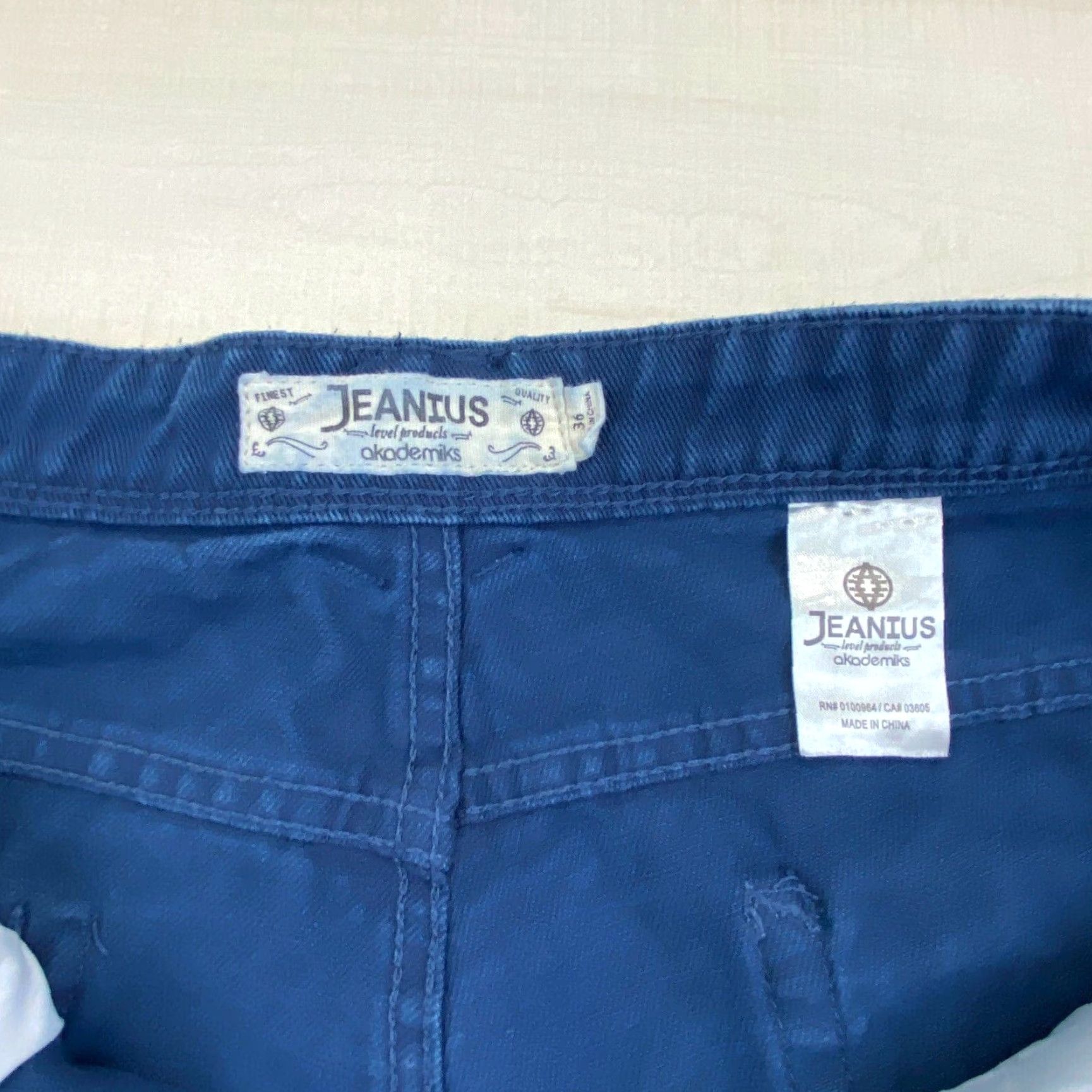 Denime Jeanius Mens Denim Shorts 36 Blue Denim Distressed Frayed 12.5 Inch Inseam Size US 36 / EU 52 - 4 Thumbnail