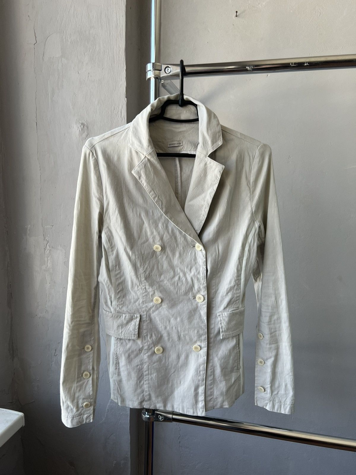 Annette Gortz ANNETTE GORTZ AVANTGARDE DOUBLE-BREASTED LINEN BLAZER JACKET Size XS / US 0-2 / IT 36-38 - 2 Thumbnail