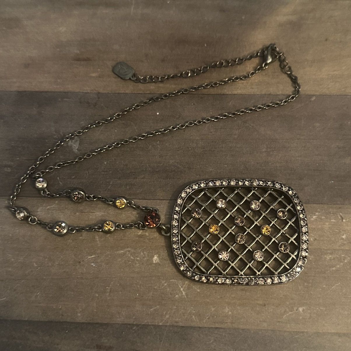 Other You and I bronze rhinestone square mesh pendant necklace Size ONE SIZE - 2 Thumbnail