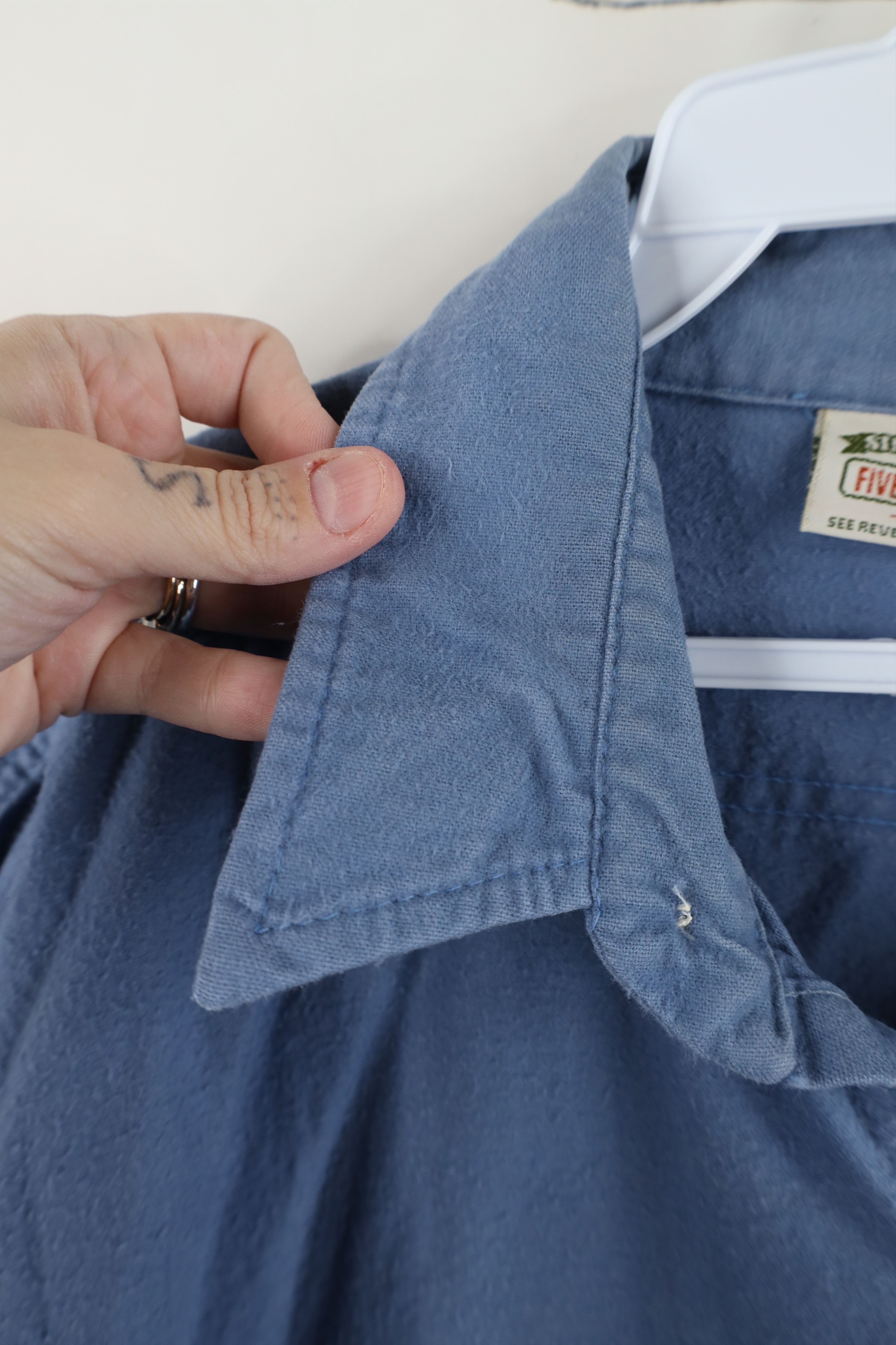 FiveBrother Vintage 90s Five Brother Chamois Cloth Button Shirt Blue USA Size US XXL / EU 58 / 5 - 11 Thumbnail