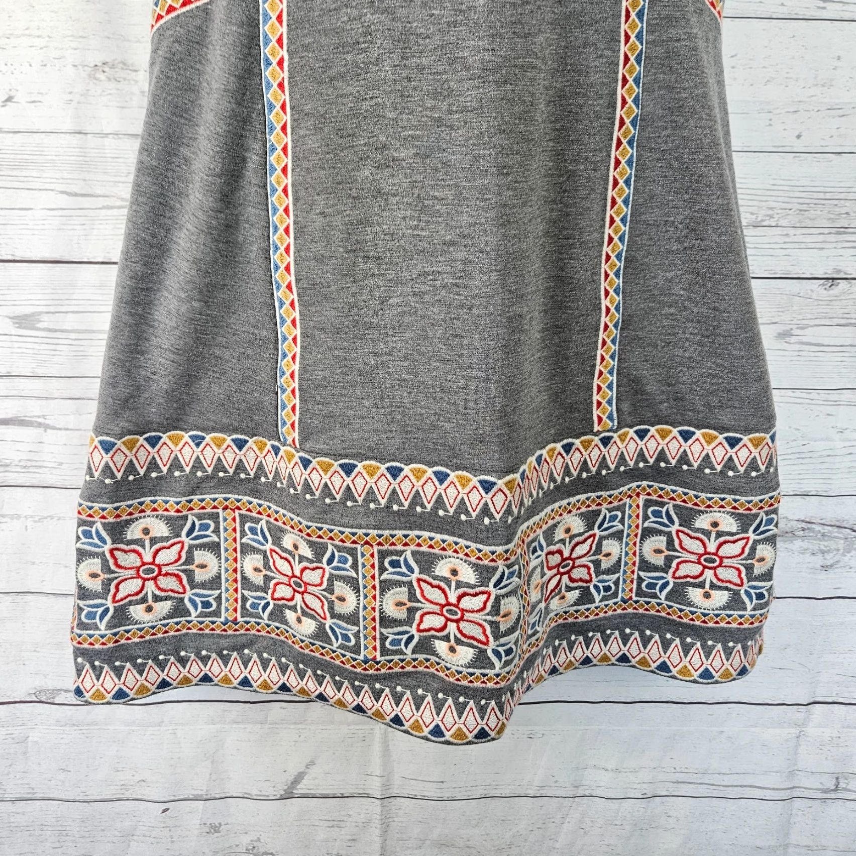 Vintage Pixley Aurelia Dress Womens L Gray Embroidered Sleeveless A-Line Shirt? Size L / US 10 / IT 46 - 3 Thumbnail
