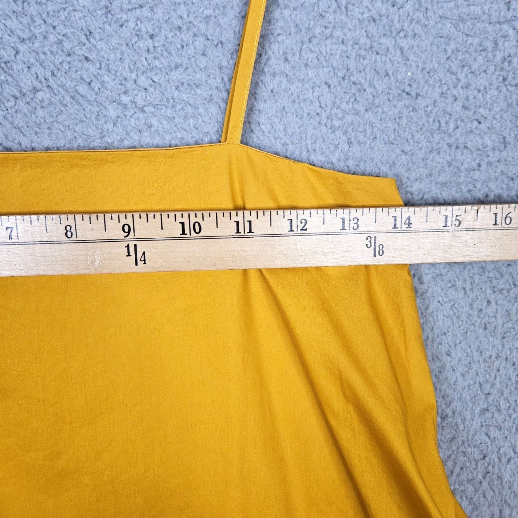 Vintage OUR SECOND NATURE Women's Cotton Yellow Summer Dress XS Square Neck Sleeveless A-Line Casual Size XS / US 0-2 / IT 36-38 - 4 Thumbnail