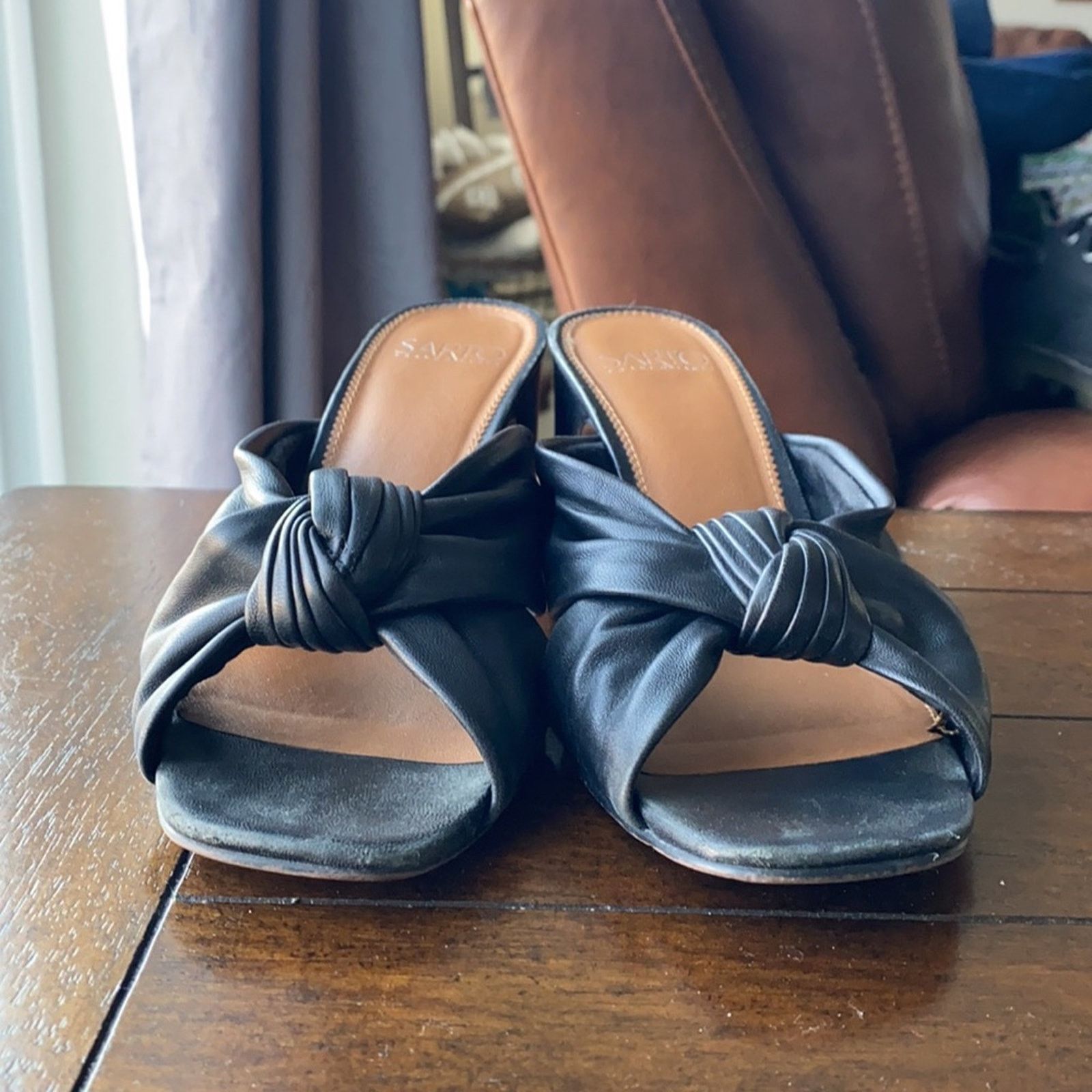 Franco Sarto Franco Sarto Women's Leather Sala Slide Mules block heel Size US 8 / IT 38 - 4 Thumbnail