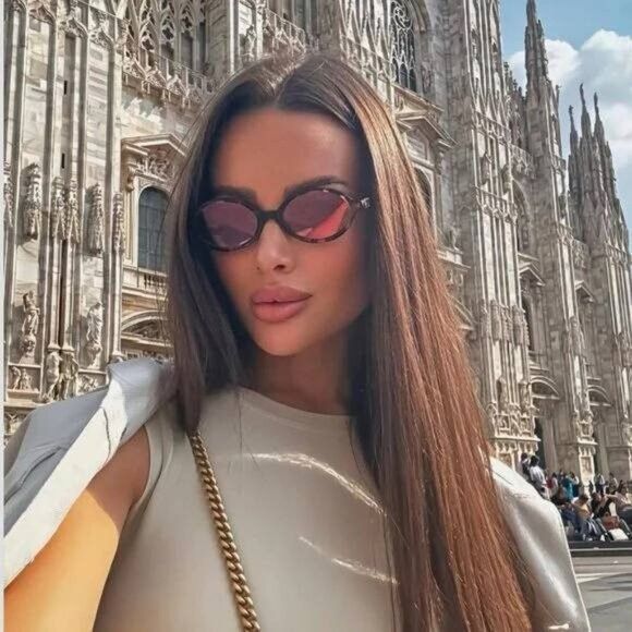Miu Miu Miu Miu MU04ZSF VAU50D Sunglasses Honey Havana Oval Frame Size ONE SIZE - 4 Thumbnail