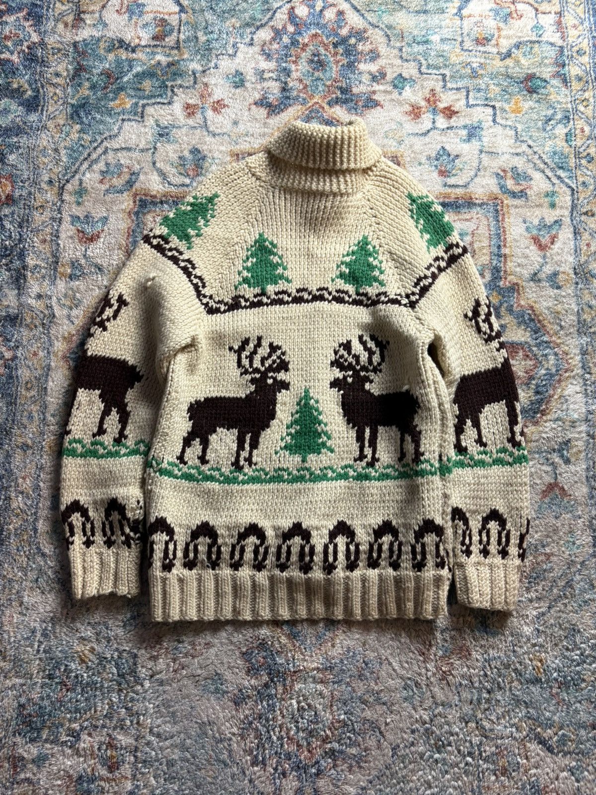 Vintage Vintage 70s Deer Zip-up Wool Cowichan Sweater Medium Size US M / EU 48-50 / 2 - 2 Thumbnail
