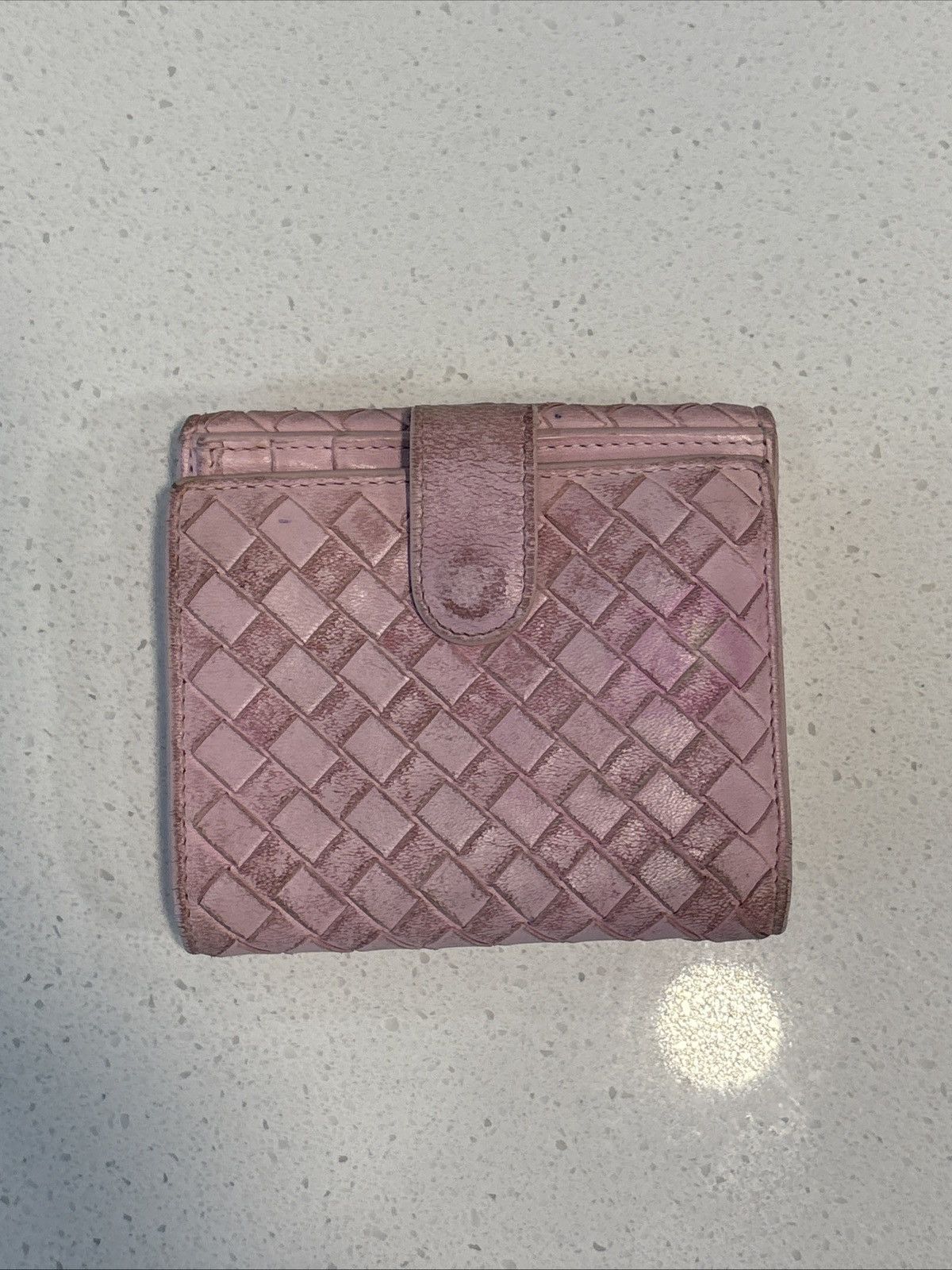 Bottega Veneta Bottega Veneta Pink Leather Woven Wallet Bi Fold Card Holder Size ONE SIZE - 1 Thumbnail