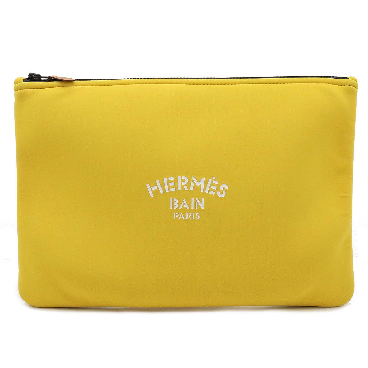 Hermes Hermes Hermes Neobain GM Clutch Bag Polyamide Elastane Leather Yellow Canvas Clutch Bag in Great Condition Size ONE SIZE - 1 Thumbnail