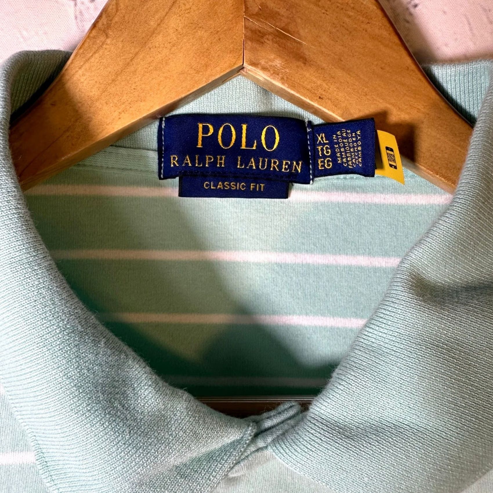 Polo Ralph Lauren Polo Ralph Lauren Mens XL Classic Fit Mint Green White Striped Cotton Polo Shirt Size US XL / EU 56 / 4 - 3 Thumbnail